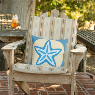 Coussin Poisson étoilée bleue dans un cercle jaune