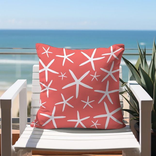 Coussin Poisson maigre | Corail et blanc (Créateur téléchargé)