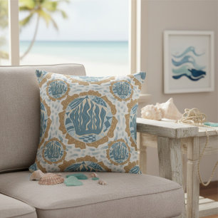 Coussin Poisson Nautique géométrique