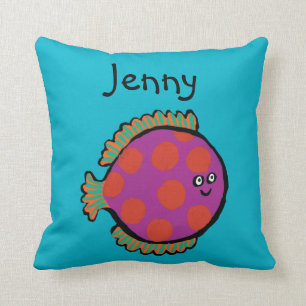 Coussin Poisson rose et orange Polka-Dot