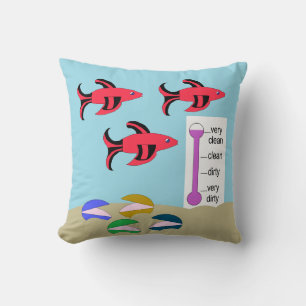 Coussin Poisson rouge et noir avec 4 palourdes :