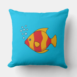 Coussin Poisson rouge orange tropical