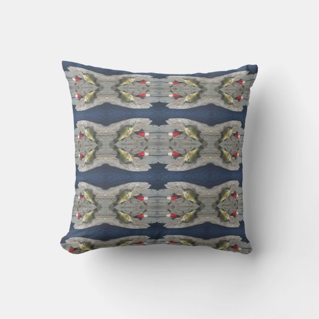 Coussin Poisson rouge sur le lac bleu du quai (Recto)
