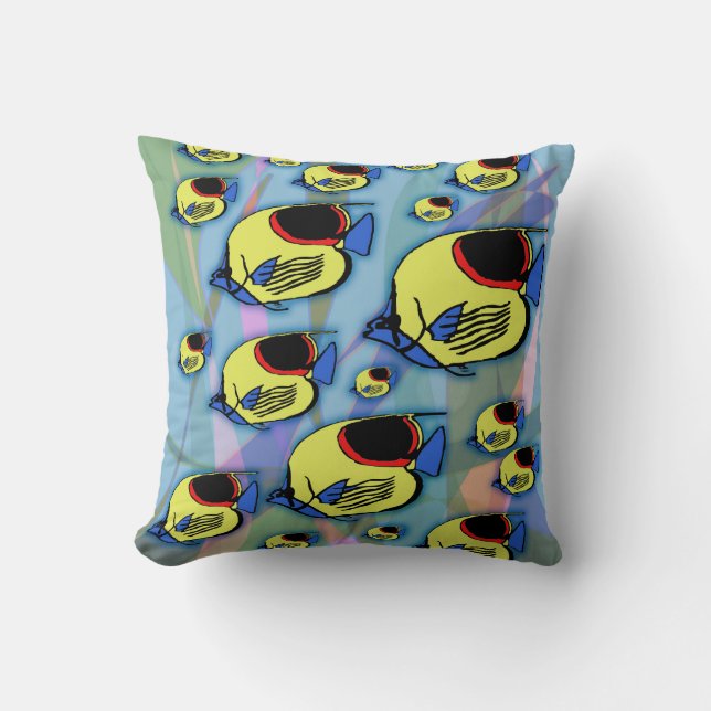 Coussin Poisson Soleil & Algues (Recto)