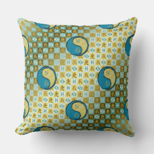 Coussin Poissons & Dragon de Métal