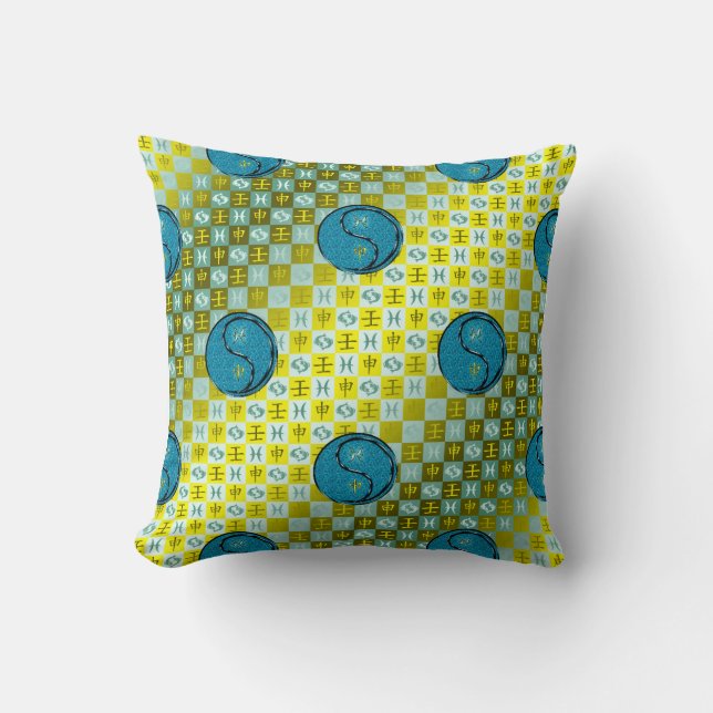Coussin Poissons & Singe d'eau (Recto)