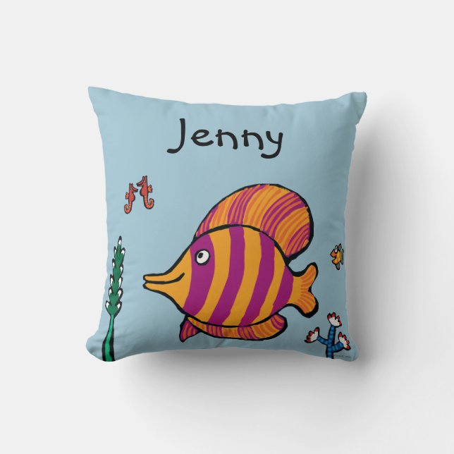 Coussin Poissons tropicaux oranges et pourpres avec des (Recto)