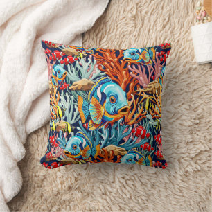 Coussin Poissons Tropicaux Vives Couleurs d'Été