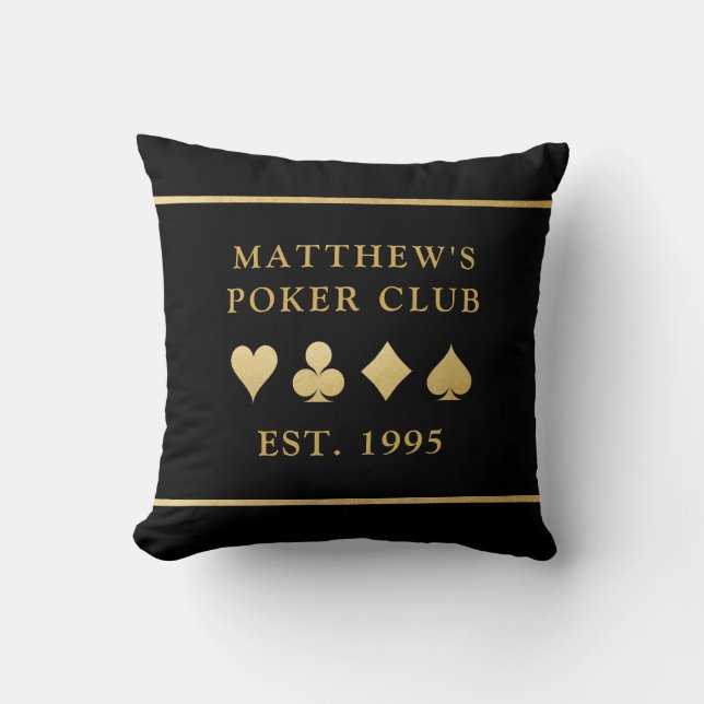 Coussin Poker Club Personnalisé Salle De Jeu Costume Gold  (Recto)