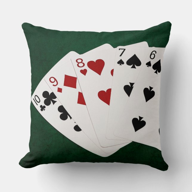 Coussin Poker Hands - Droite - Dix À Six (Recto)