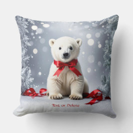Coussin Polar Bear Christmas Holiday Throw Pillow