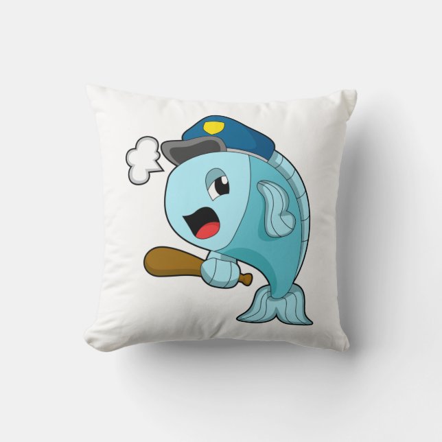 Coussin Police des poissons casquette de police (Recto)