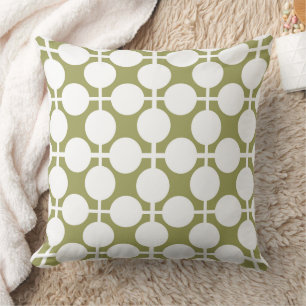 Coussin polka blanc d'olivier point vérifier la mode motif