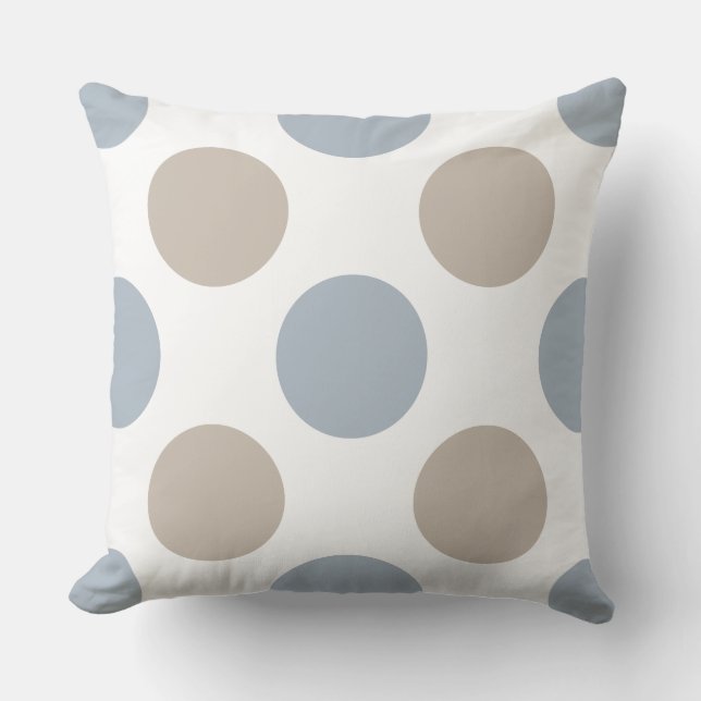 Coussin Polka bleu-Brown-blanc classique avec motif (Recto)