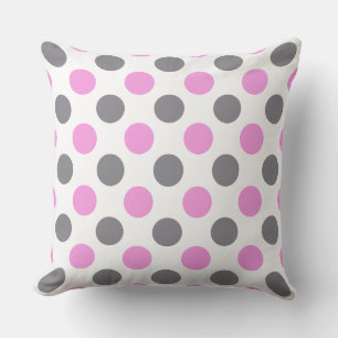 Coussin Polka Gris Lavande Personnalisé