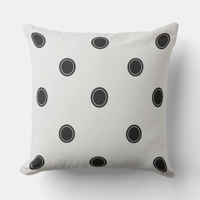 Coussin Polka noir et blanc classique (Recto)