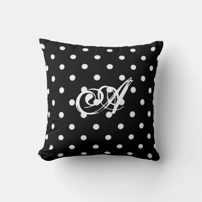 Coussin Polka Noir Et Blanc Personnalisé (Recto)