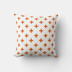 Coussin Polka orange croise sur blanc
