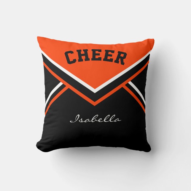 Coussin Pom-pom girl 📣 en orange (Recto)