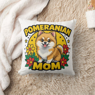 Coussin Pomeranian Maman Floral