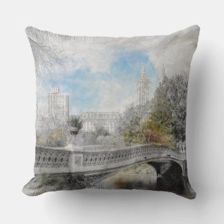 Coussin Pont aquarelle à Central Park New York