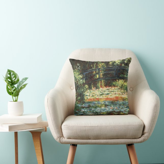 Coussin Pont sur l'étang Nénuphar par Claude Monet (Chaise)