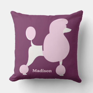 Coussin Poodé rose de texte personnalisé