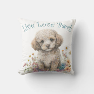 Coussin Poodle Chien Maman Floral