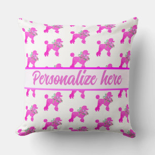Coussin Poodle rose personnalisé