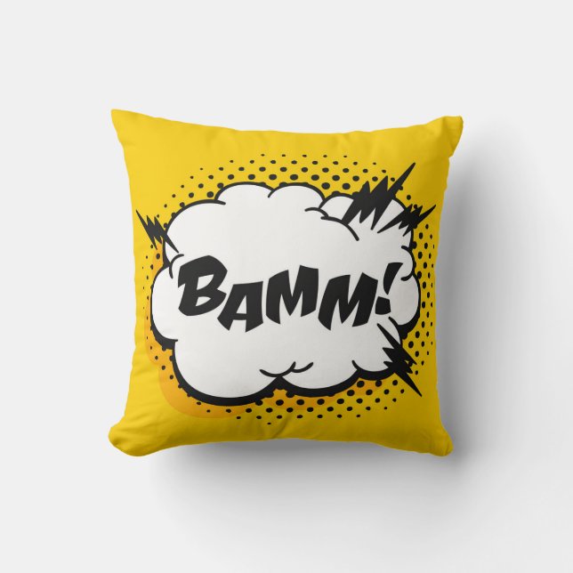 Coussin Pop art discours bulle dessin avec du texte. Caric (Recto)