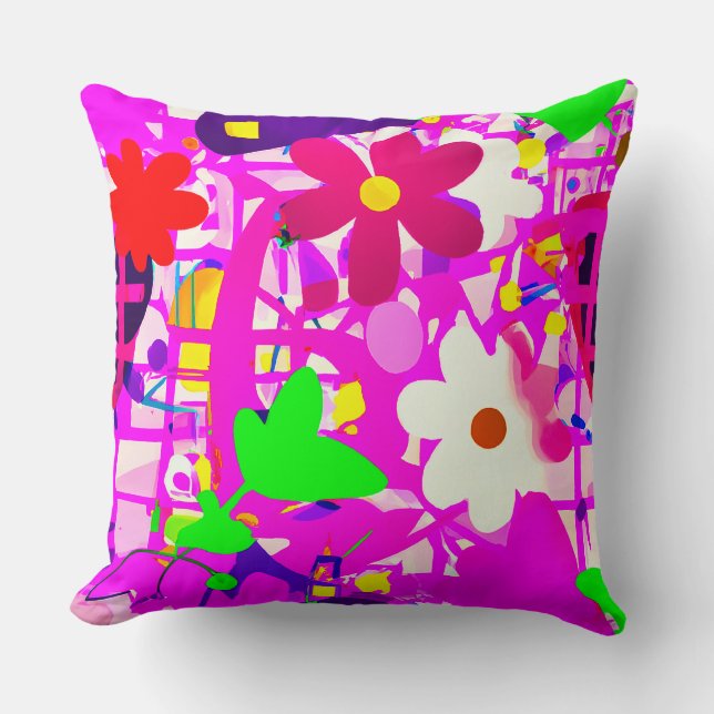 Coussin Pop art fleurs vives (Recto)