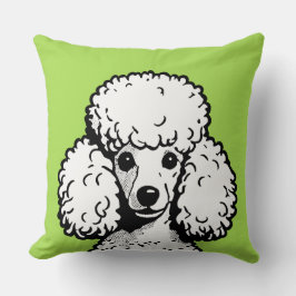 Coussin Pop Art Poodle Atomique Vert & Blanc Chic Aesthéti