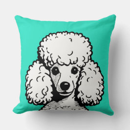 Coussin Pop Art Poodle Mint & Blanc Chic Aesthétique