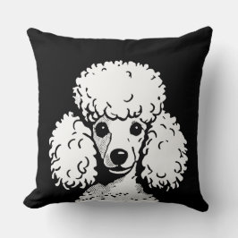 Coussin Pop Art Poodle Noir & Blanc Chic Aesthétique