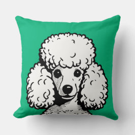 Coussin Pop Art Poodle Vert & Blanc Chic Aesthétique