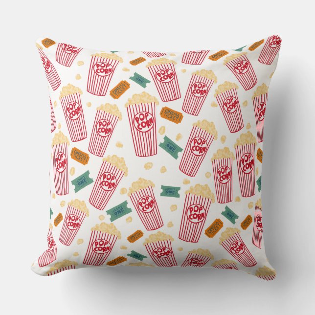 Coussin Popcorn Motif Movie Théâtre de nuit Fun (Recto)