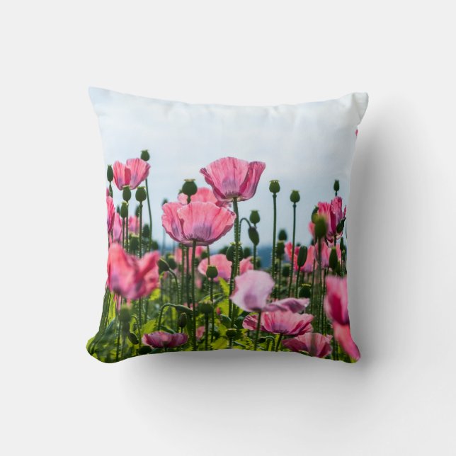 Coussin Poppies roses (Recto)