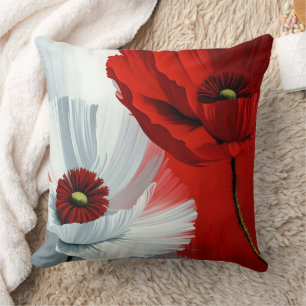 Coussin Poppies rouges et blanches