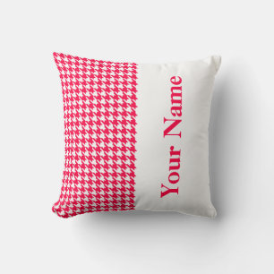 Coussin Poppy Moderne Houndstooth avec nom
