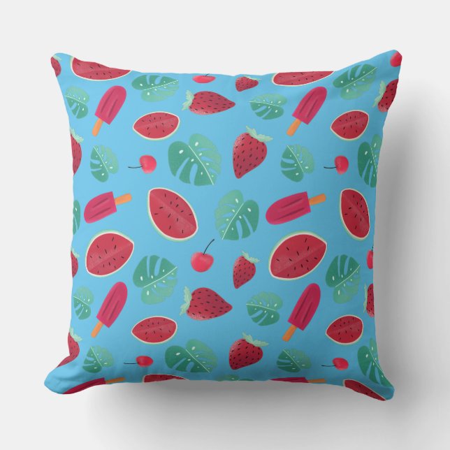 Coussin Popsicle, cerise, fraise et pastèque (Recto)