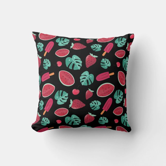 Coussin Popsicle, cerise, fraise et pastèque (Recto)