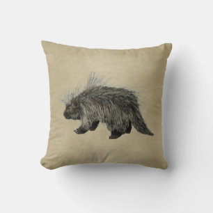 Coussin Porc-épic sur vieux papier