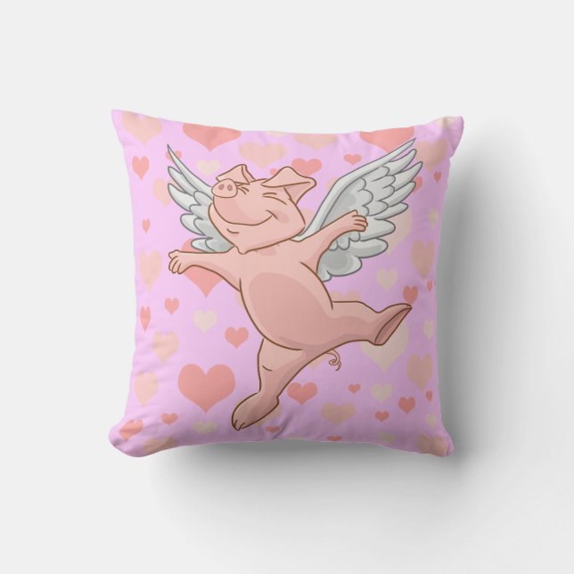Coussin Porc mignon de vol et coeurs roses (Recto)