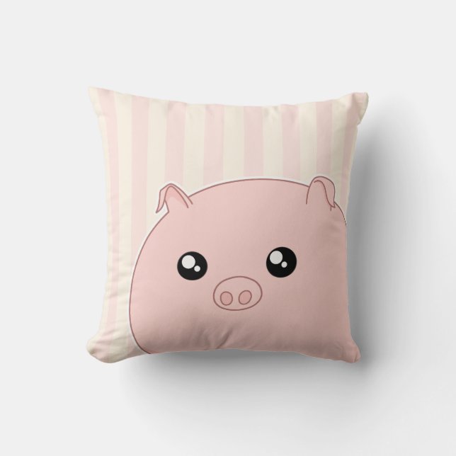 Coussin Porc rose potelé mignon de Kawaii (Recto)