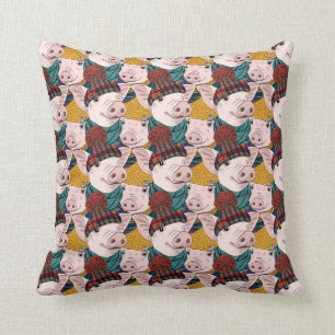 Coussin Porcs avec le motif de casquettes