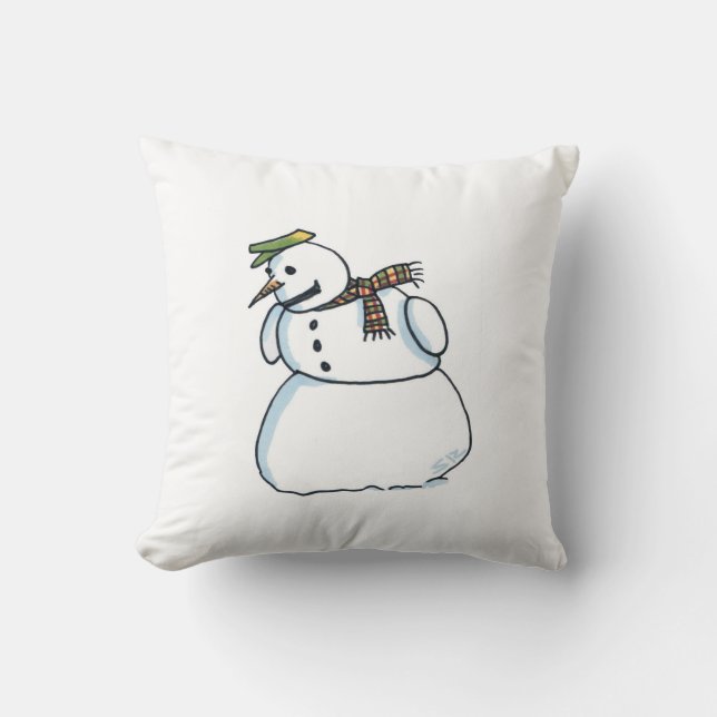 Coussin Poreiller à lancer rouge carré Snowman (Recto)