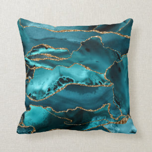 Coussin Porte de Parties scintillant bleue et or