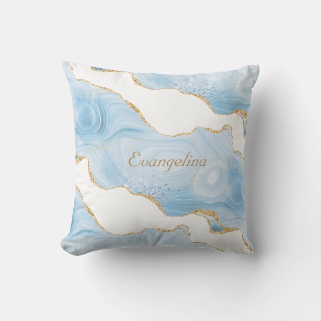 Coussin Porte d'or bleu tendance personnalisée (Recto)