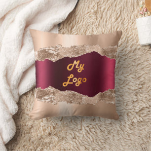 Coussin Porte en marbre doré bordeaux logo commercial
