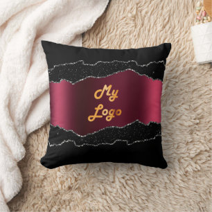 Coussin Porte en marbre noir bordeaux logo de l'entreprise